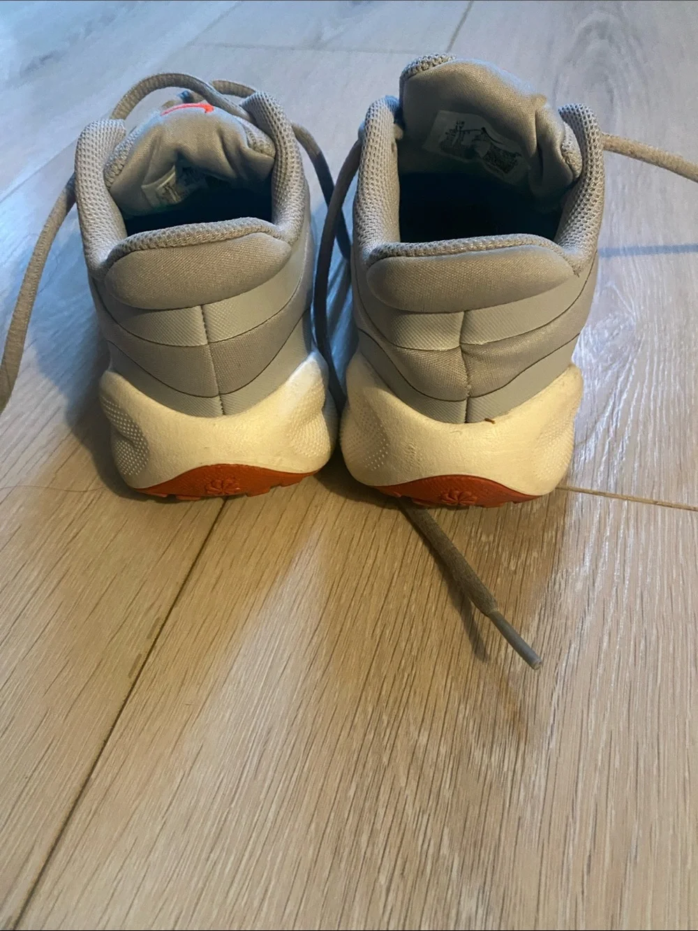 Nike Kids Gray Sneakers with Teal and Coral Accents